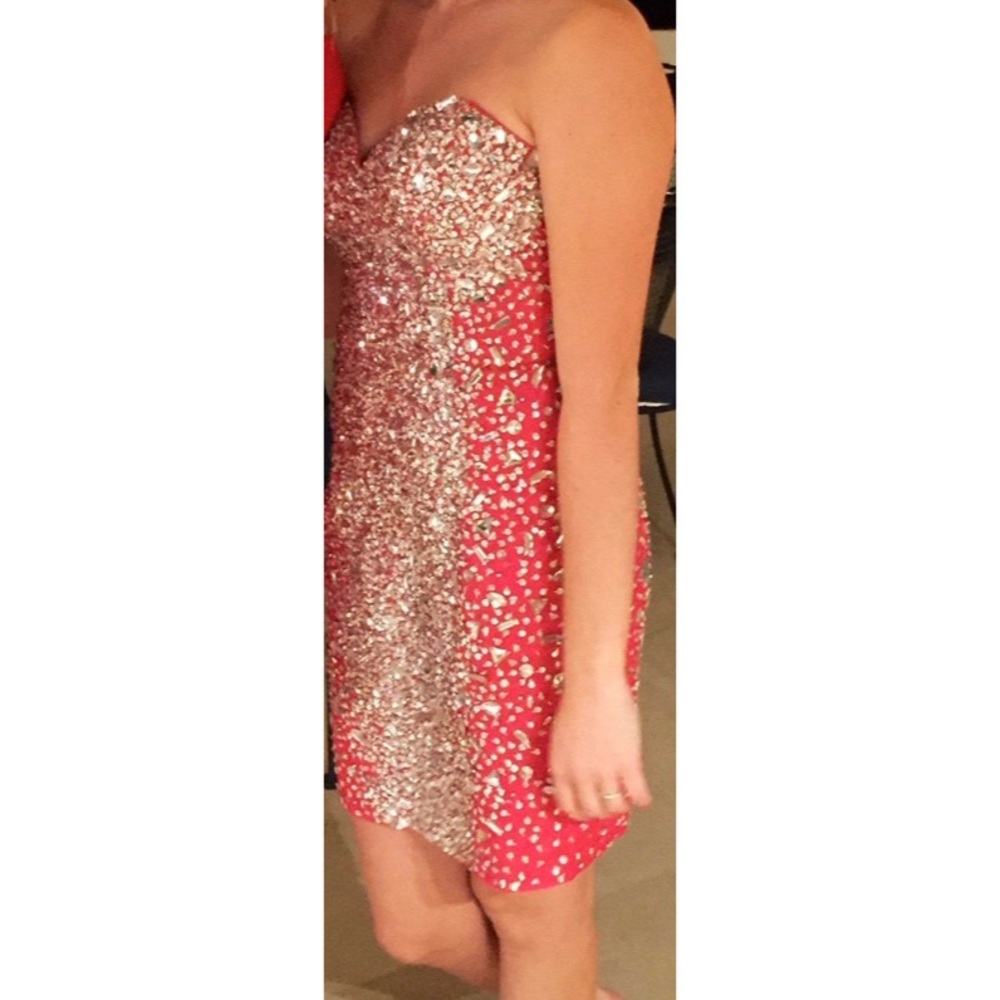 Fuchsia and Silver Jewels Prom Dress
